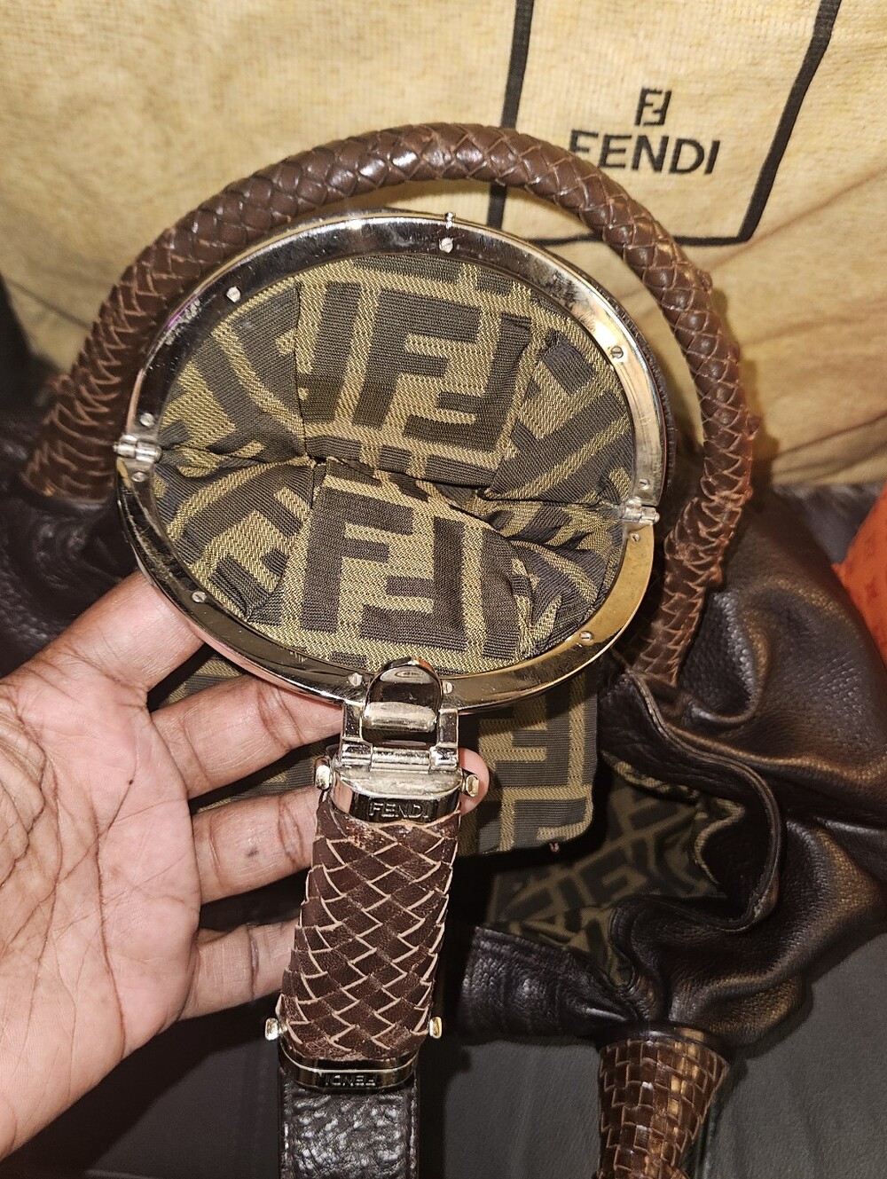 FENDI Nappa Nuvolata Vitello Tortuga Spy Bag - Picture 11 of 16